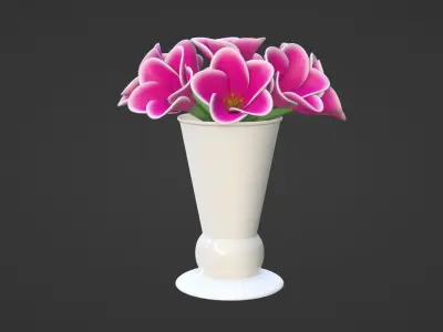 Decor bouquet of flowers in a porcelain vase 2 3D model