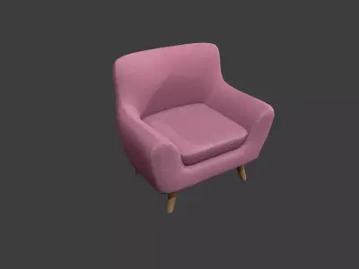 Pink Armchair Low-poly 3D model