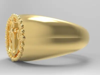 Ring  signet anchor nautical 3D print model