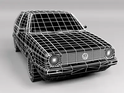VW VOLKSWAGEN GOLF 2 LOWPOLY Low-poly 3D model