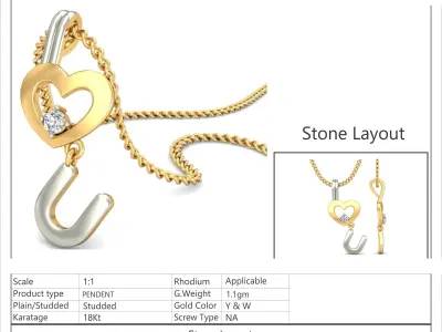 Solitaire Women Heart Pendant 3dm STL OBJ FBX Renders Details 3D print model purchase