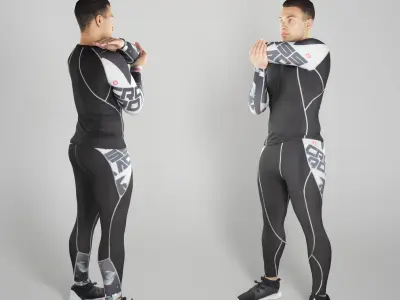 Muscular young man stretching arms 296 Low-poly 3D model