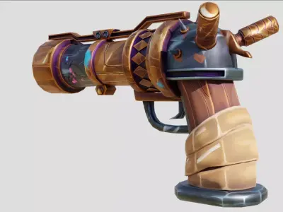 Stylized Fantasy Gun Arcane Inspired Pistol Low-poly 3D model