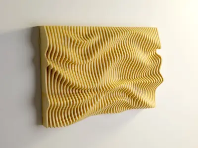 Parametric Wavy Wall Art  CNC Files for cutting DXF Files 3D print model