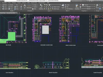 L-Shaped House Plans 3D model