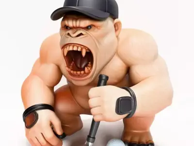 Gorilla Silverback Golf Statue toy 3D print model