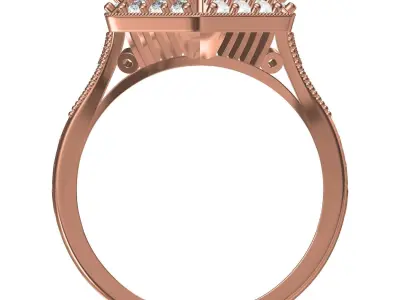 Hexagonal Shaped Art Deco Ring 3D print model