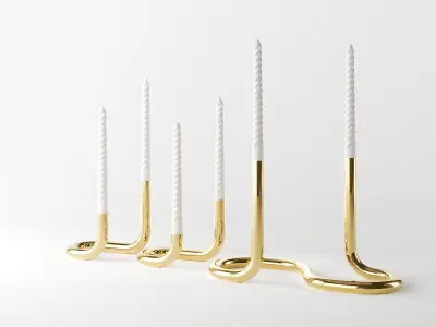 candleholder mars brass 3D model