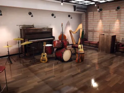 Musical Instruments  33 Assets Low-poly 3D model