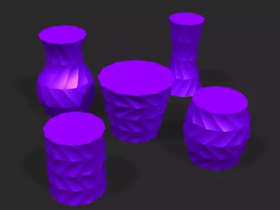 Cups and vases - zigzag surface 3D print model