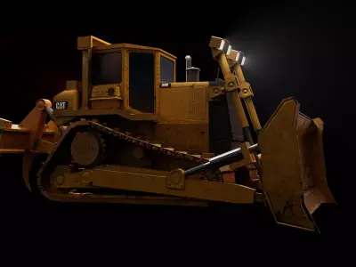 Bulldozer Low poly 3d Model Low-poly 3D model
