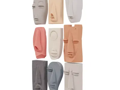 Wall Mount Abstract Tribal Mask Collection Low-poly 3D model
