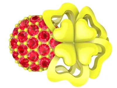 Lucky Four Leaf Clover Pave Diamond Ring 3D Jewelry Model 5204 3D print model