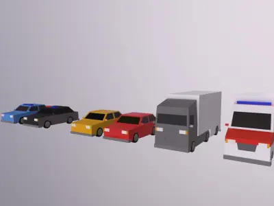 Lowpoly Car Set - Creativity with a Variety of Vehicles Low-poly 3D model