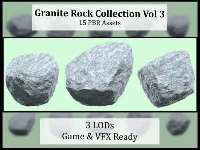 Granite Rocks Pack Game and VFX Asset Collection Vol 3 Free low-poly 3D model
