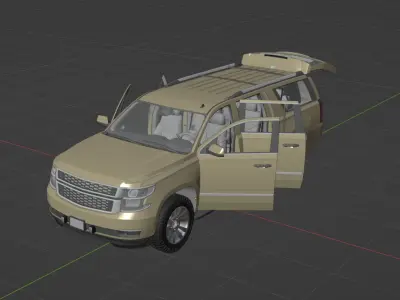 Game Ready Rigged Chevy Suburban de-badged PBR Low-poly 3D model