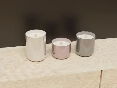 Candles with wooden wick Free 3D model