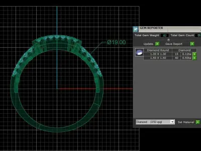 H diamond men ring 3D print model