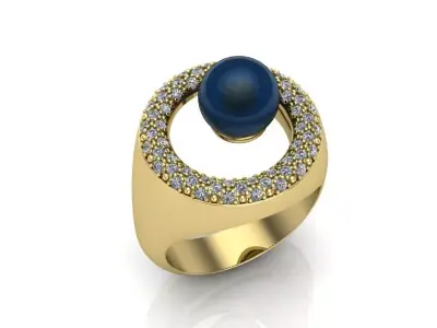 Ring with pearls 3D print model