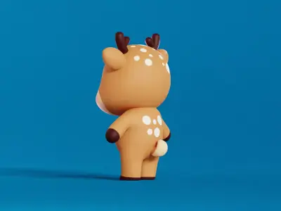 Deer Character Cartoon  Chibi Kawaii low-poly 3d model Low-poly 3D model