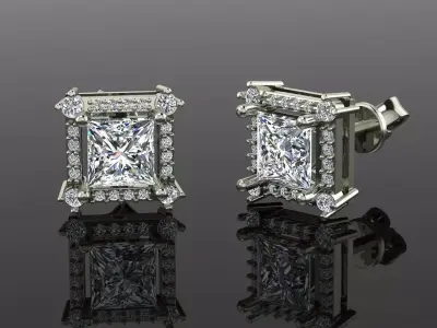 Women Diamond Earrings 3D print model
