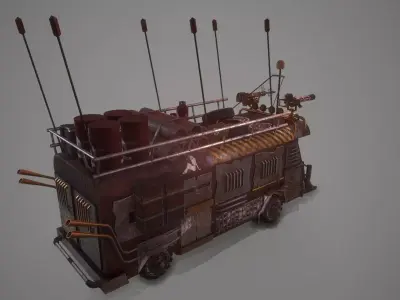 Apocalyptic Bus Modular Pack Low-poly 3D model