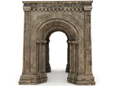 Monumental Castle Entrance with Arches Low-poly 3D model