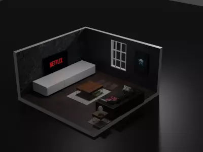 Isometric Netflix room Free 3D model