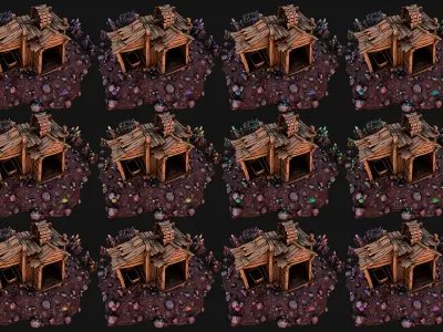 Medieval Crystal Mineral Ore Mine Low-poly 3D model