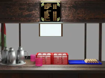 Stand booth angkringan sego kucing kiosk 3D model