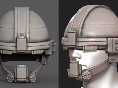 Helmet military combat soldier armor scifi  Low-poly 3D model