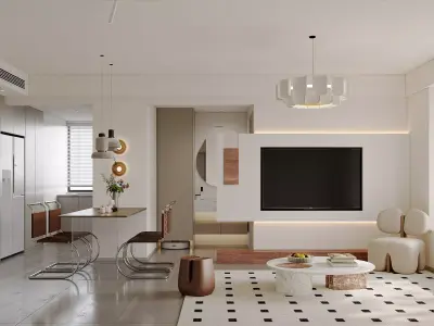 Modern living room dining room interior scenes 367 3D model