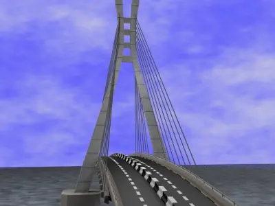 Suspension bridge high detail  3D model