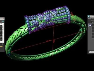 Rose Gold Diamond Woman Bracelet 3D Print Model 3D print model 6