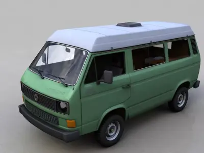 VOLKSWAGEN T3 TRANSPORTER SYNCRO 4X4 1986 Low-poly 3D model