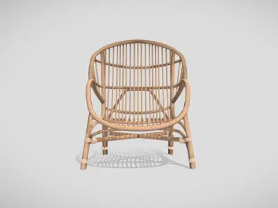 Rattan braided armchair in brown color 3D model