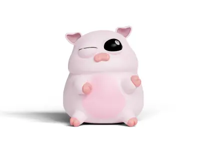 Animated Pink Pig Low-poly 3D model