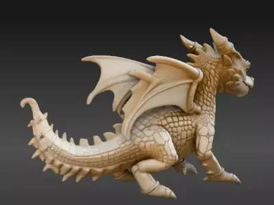 Mini Articulated Baby Dragon Fantasy Toy 3D Model  Printable Low-poly 3D model