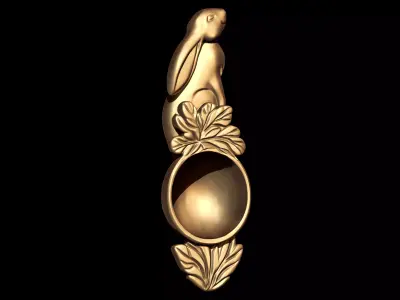 Carved Wooden Rabbit Spoon 3D print model