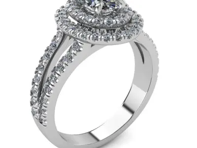 Elegant Oval Halo Diamond Engagement Ring 3D Model Bundle Pack 3D print model