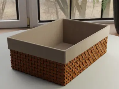 Bamboo Basket Low-poly 3D model