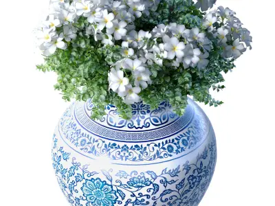 A bouquet of flowers in a classic vase or pot for decoration 3D model