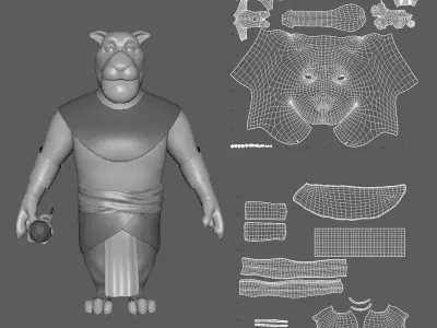 Cartoon Lion- base mesh Low-poly 3D model