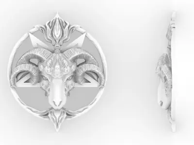 PENTAGRAM WITH RAM HEAD 3D print model