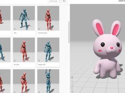 Low-Poly Cartoon Rabbit Animated Low-poly 3D model
