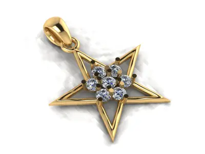 GOLDEN STAR SHAPE PENDANT 3D PRINTABLE MODEL  3D print model