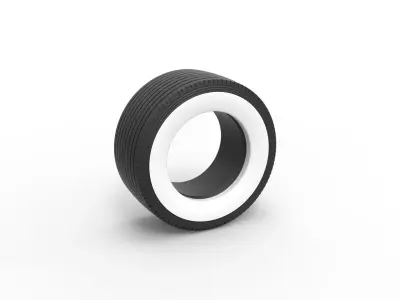 Super single semi Whitewall tire Version 2 Scale 1 to 25 3D print model
