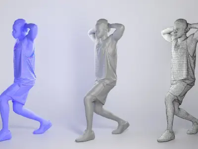 Athletic young man doing exercise 298 Low-poly 3D model