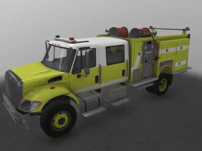 Fire Truck Yellow Low-poly 3D model