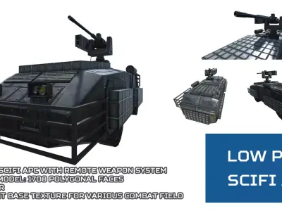 Low Poly Scifi APC with RWS Low-poly 3D model